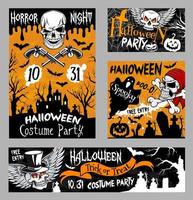 Halloween orrore cranio manifesto, notte festa design vettore