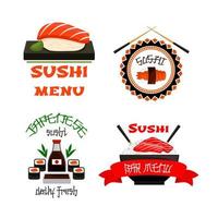 giapponese ristorante Sushi menù vettore icone impostato