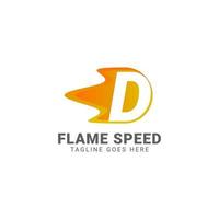 lettera d fiamma velocità vettore logo design