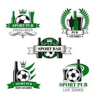 sport bar icona di calcio palla e calcio trofeo vettore