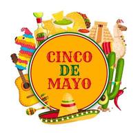 cinco de mayo manifesto con messicano vacanza simboli vettore