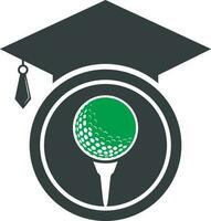 la laurea cappello e golf palla logo design. golf scuola icona logo design elemento. golf accademia logo vettore icona.