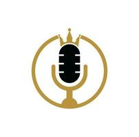 Podcast re vettore logo design. re musica logo design concetto.