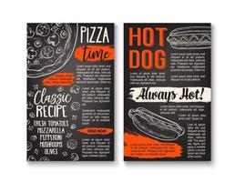 veloce cibo Pizza e caldo cane menù lavagna manifesto vettore