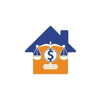 i soldi legge azienda casa forma vettore logo design. finanza concetto. logotipo scala e dollaro simbolo icona