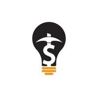 estrazione lampadina forma concetto logo design. estrazione industria logo design modello. dollaro estrazione logo vettore illustrazione