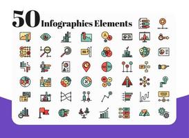 50 infografica elementi e icone vettore