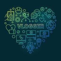 vlogger cuore vettore colorato schema illustrazione