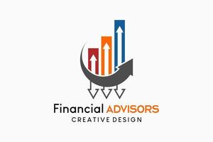 finanziario consulente o finanziario attività commerciale logo disegno, vettore illustrazione di grafico icona combinato con frecce nel creativo concetto