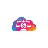 i soldi legge azienda nube forma vettore logo design. finanza concetto. logotipo scala e dollaro simbolo icona.