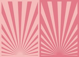 Vintage ▾ rosa sunburst strisce manifesto impostare, modello con raggi centrato a il parte inferiore. retrò ispirato cartone animato verticale manifesti. vettore