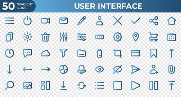 impostato di 50 utente interfaccia icone nel pendenza stile. menù, calendario, orologio. pendenza icone collezione. vettore illustrazione