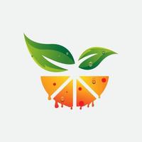 arancia succo logo design modello. frutta logo. arancia e frutta illustrazione vettore