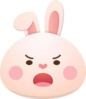 bianca coniglio personaggio o portafortuna avatar, carino e giocoso espressione, Pasqua coniglietto, vettore cartone animato stile