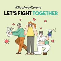 combattiamo insieme il concetto di pandemia corona covid-19 vettore
