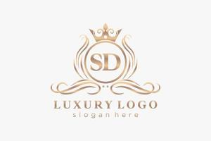 iniziale sd lettera reale lusso logo modello nel vettore arte per ristorante, regalità, boutique, bar, Hotel, araldico, gioielleria, moda e altro vettore illustrazione.