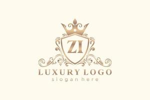 iniziale zi lettera reale lusso logo modello nel vettore arte per ristorante, regalità, boutique, bar, Hotel, araldico, gioielleria, moda e altro vettore illustrazione.