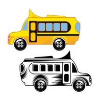 scuola autobus furgone auto vettore balck e colorato design.