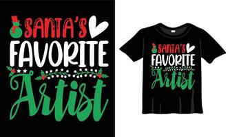 Babbo Natale preferito artista Natale maglietta design modello per Natale celebrazione. saluto carte, magliette, tazze, e i regali. per uomini, donne, e bambino capi di abbigliamento vettore