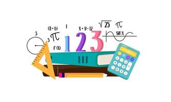 cartone animato matematica elementi sfondo, formazione scolastica logo vettore