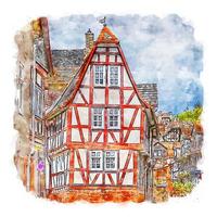 Budingen Germania acquerello schizzo mano disegnato illustrazione vettore