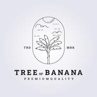 schema Banana albero vettore logo nel distintivo, soleggiato foresta illustrazione design