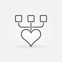 donazione e beneficenza cuore concetto lineare vettore icona