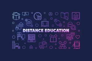 distanza formazione scolastica linea vettore colorato orizzontale illustrazione