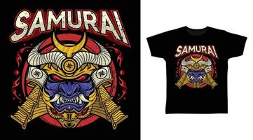 samurai oni maschera dettagliato vettore illustrazione design