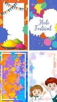 quattro design di sfondo con tema felice festival di holi vettore