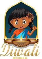 contento Diwali giorno manifesto design vettore