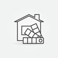 Casa con tavolozza linea icona. interno design vettore simbolo