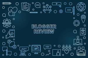 blogger revisione vettore blu concetto lineare illustrazione o telaio