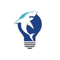squalo e lampadina vettore logo design. squalo e lampadina lampada icona semplice cartello.