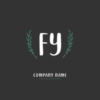 fy iniziale grafia e firma logo design con cerchio. bellissimo design manoscritto logo per moda, squadra, nozze, lusso logo. vettore