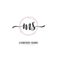 SM iniziale grafia e firma logo design con cerchio. bellissimo design manoscritto logo per moda, squadra, nozze, lusso logo. vettore