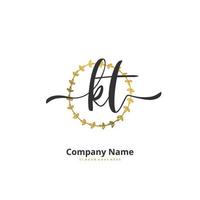 kt iniziale grafia e firma logo design con cerchio. bellissimo design manoscritto logo per moda, squadra, nozze, lusso logo. vettore