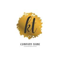 kt iniziale grafia e firma logo design con cerchio. bellissimo design manoscritto logo per moda, squadra, nozze, lusso logo. vettore