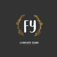 fy iniziale grafia e firma logo design con cerchio. bellissimo design manoscritto logo per moda, squadra, nozze, lusso logo. vettore