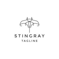 Stingray pesce linea logo design modello piatto vettore