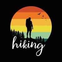 design t-shirt da trekking in montagna vettore