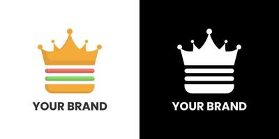 hamburger cibo re Regina corona minimalista logo design marca identità famiglia lavoro di squadra collaboratori emblemi logotipo simboli. vettore