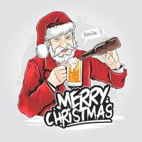 festa babbo natale versando drink in ug vettore