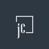 jc iniziale monogramma logo con rettangolo stile design vettore