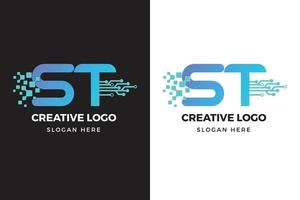 lettera S e t logo digitale tecnologia astratto logo icona vettore