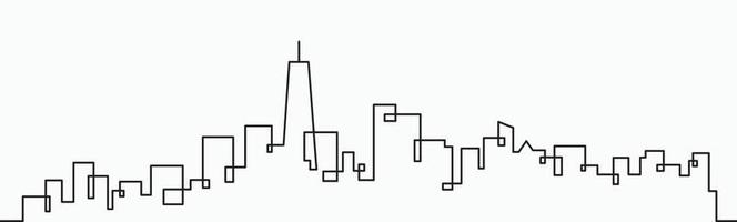 moderno città orizzonte continuo schema disegno su bianca sfondo. vettore