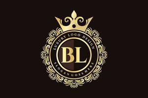 bl iniziale lettera oro calligrafico femminile floreale mano disegnato araldico monogramma antico Vintage ▾ stile lusso logo design premio vettore