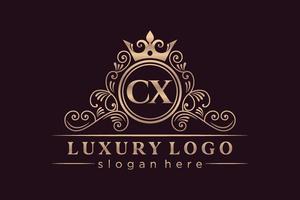 cx iniziale lettera oro calligrafico femminile floreale mano disegnato araldico monogramma antico Vintage ▾ stile lusso logo design premio vettore