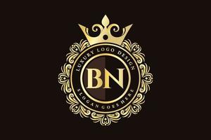 bn iniziale lettera oro calligrafico femminile floreale mano disegnato araldico monogramma antico Vintage ▾ stile lusso logo design premio vettore