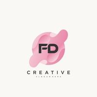 fd iniziale lettera logo icona design modello elementi con onda colorato vettore